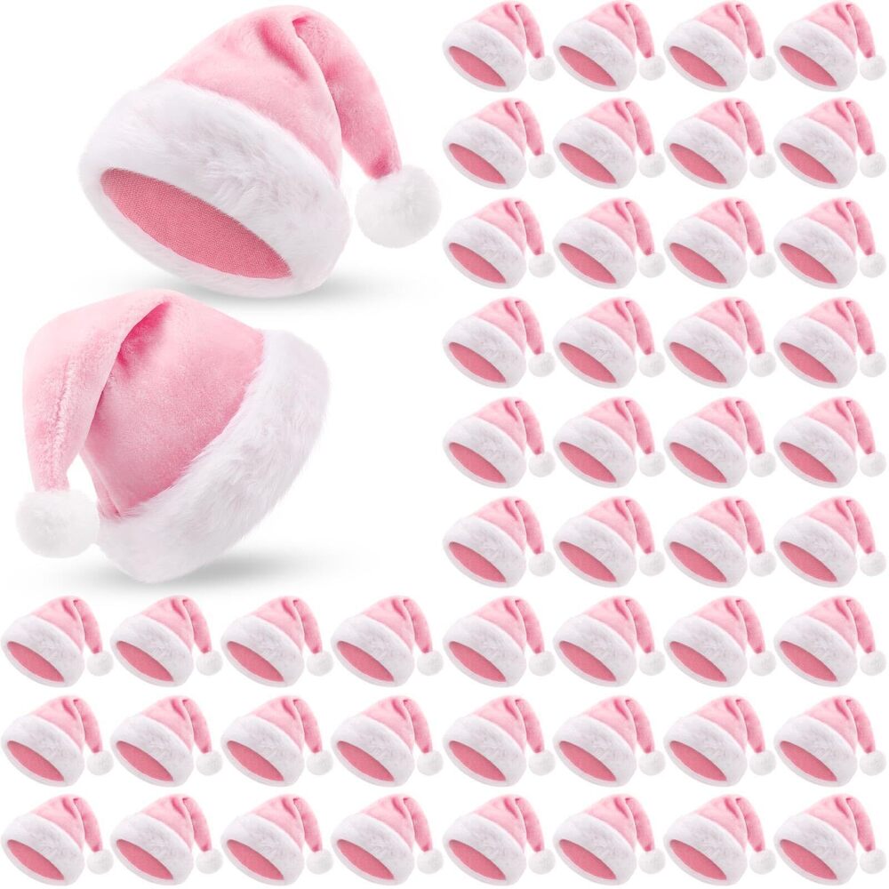 2224 50 Pcs Santa Hat Bulk Christmas Hat Plush Velvet Party Hat Christmas